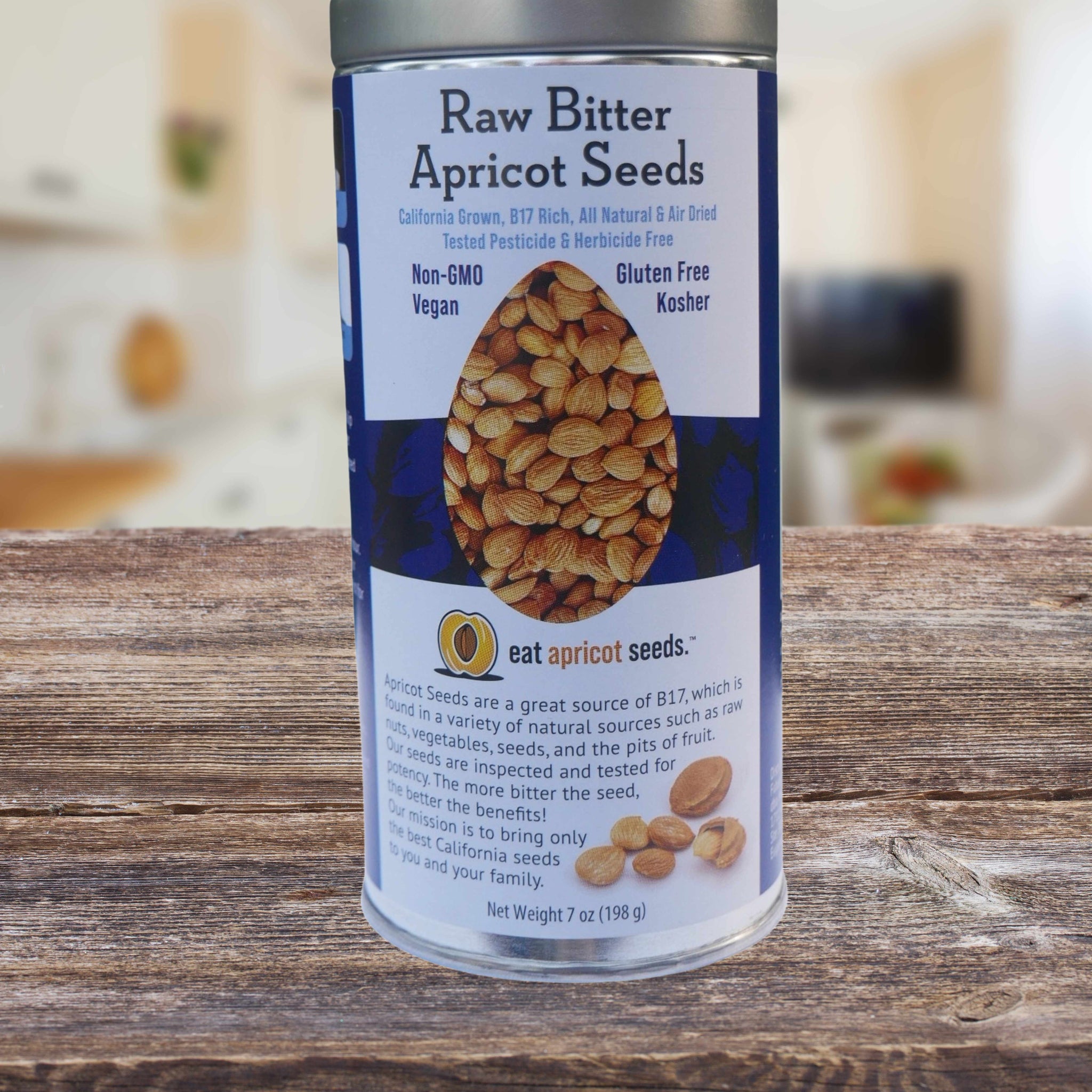 Apricot Seeds B17 7oz Steel Can - EatApricotSeeds - Pre-Order Ships By Late December